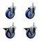 Service Caster 4 Inch Blue Polyurethane 38 Inch Threaded Stem Caster Set 2 Brakes SCC SCC-TS20S414-PPUB-BLUE-381615-2-PLB2 - alternate 1